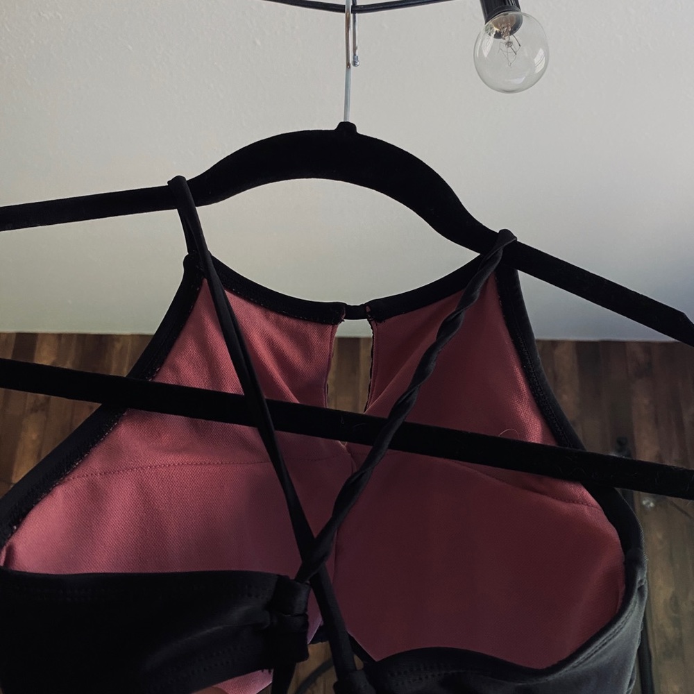 Black Roses Halter Bikini Top - Picture 3 of 4